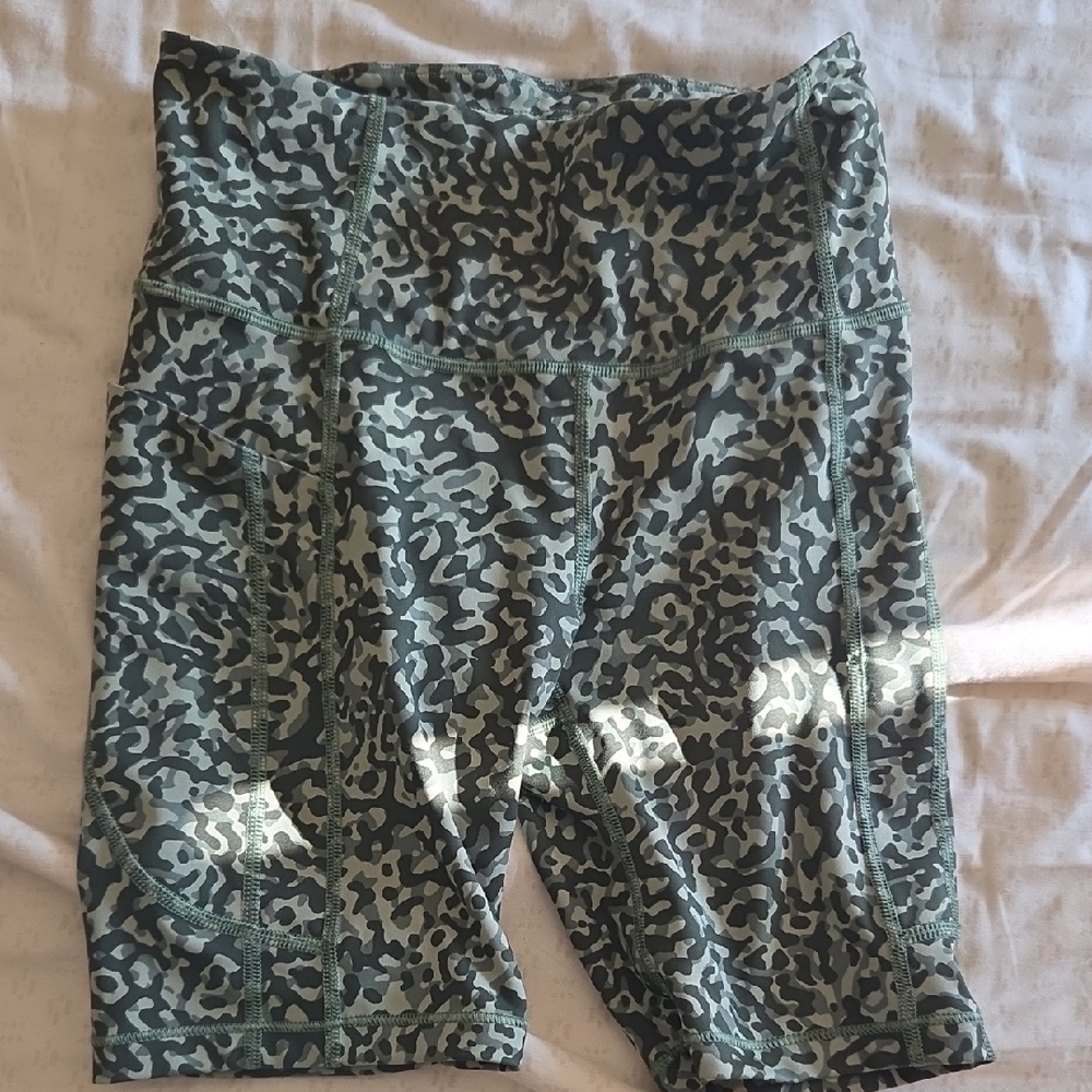 Athleta Green Camo Bike Shorts
